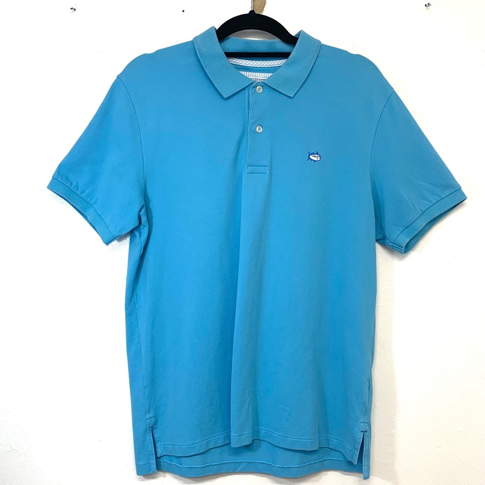Southern Tide Mens Skipjack‎ Polo Shirt Blue Short Sleeve Stretch Pique Size M